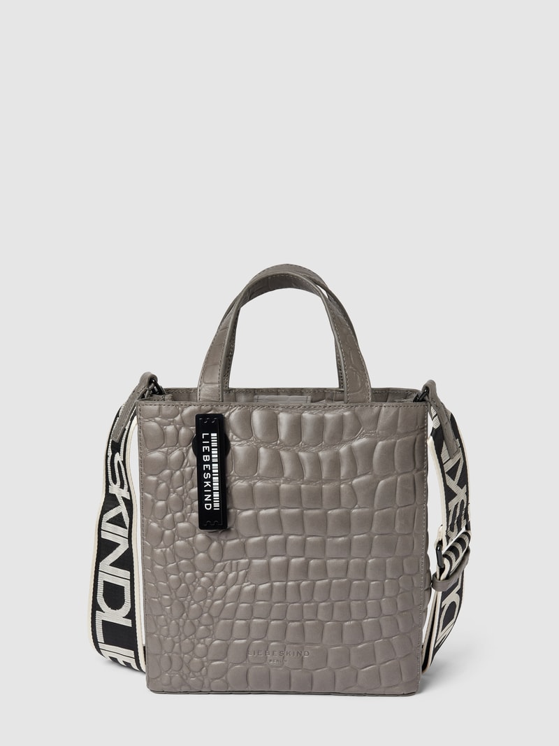 Tote Bag in Reptil-Optik Modell 'Paper Bag' in dunkelgrau