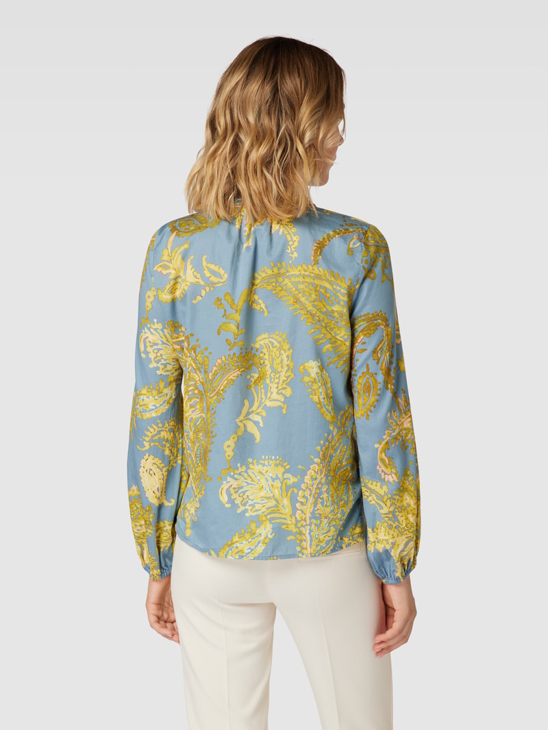 Schluppenbluse mit Paisley-Muster in rauchblau