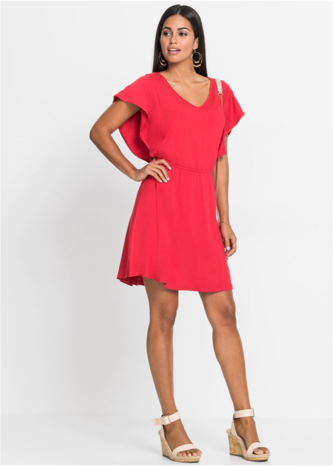 Jerseykleid mit Volant-Ärmeln