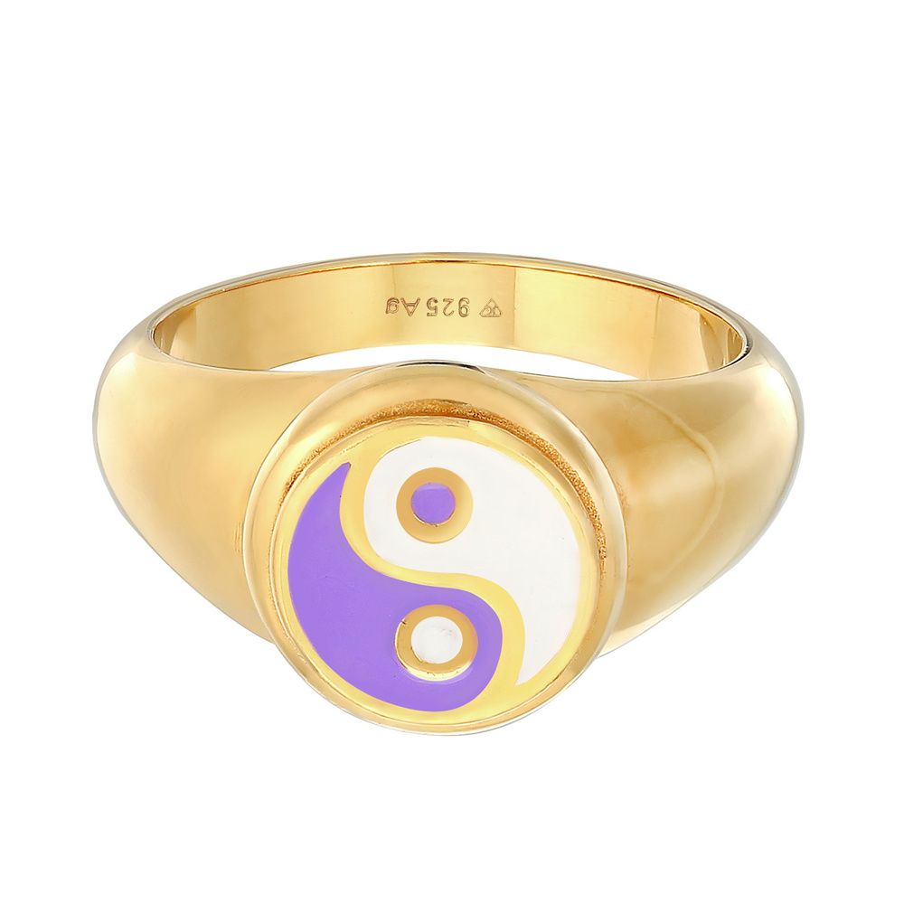 Elli Elli Bague Femmes Sceau Yin-Yang Symbole Tendance avec Émail en Argent Sterling 9 Bague