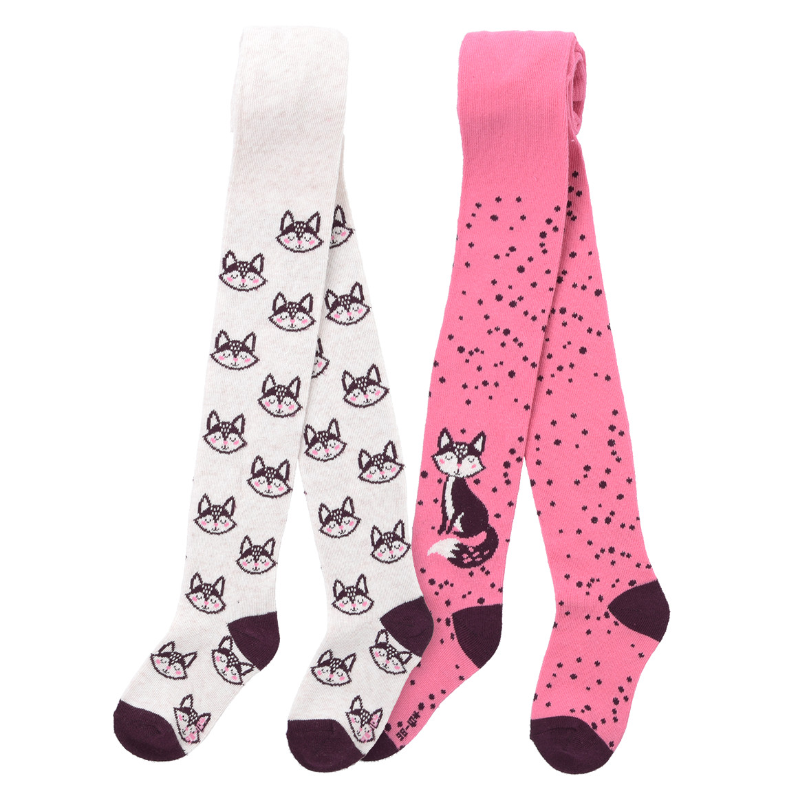 2 Mädchen Strumpfhosen mit Fuchs-Motiven