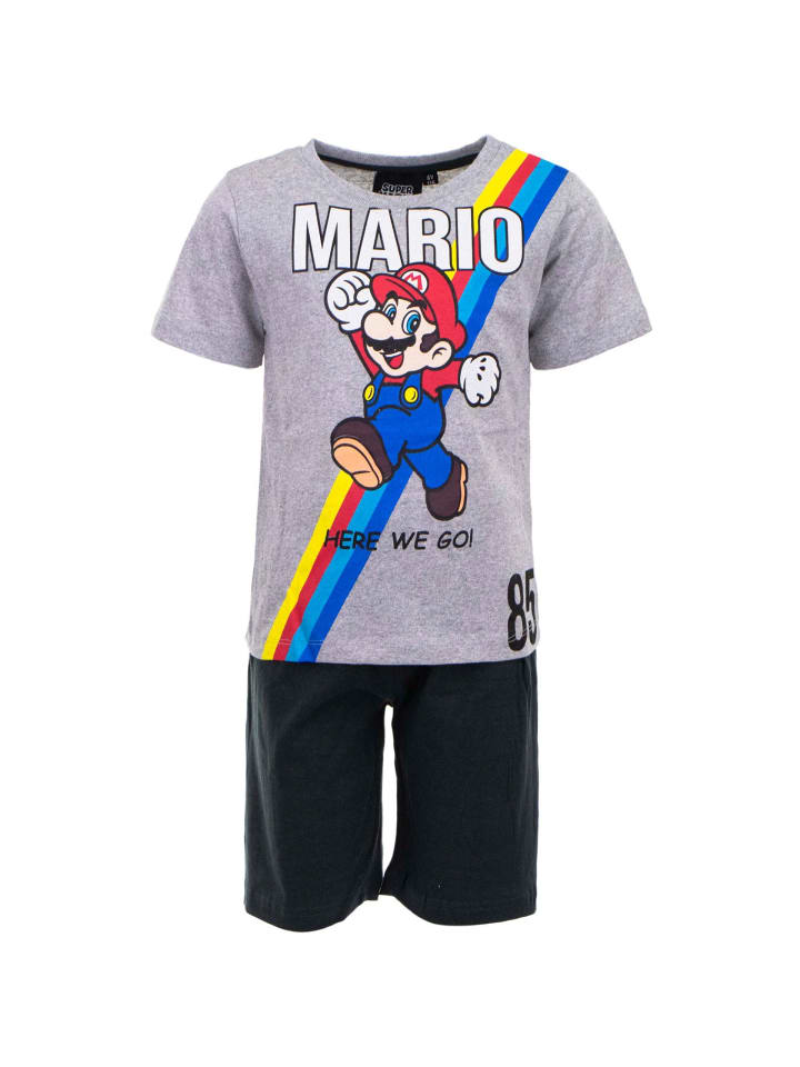 Super Mario Hochwertiger Schlafanzug für Kinder in Grau günstig kaufen
