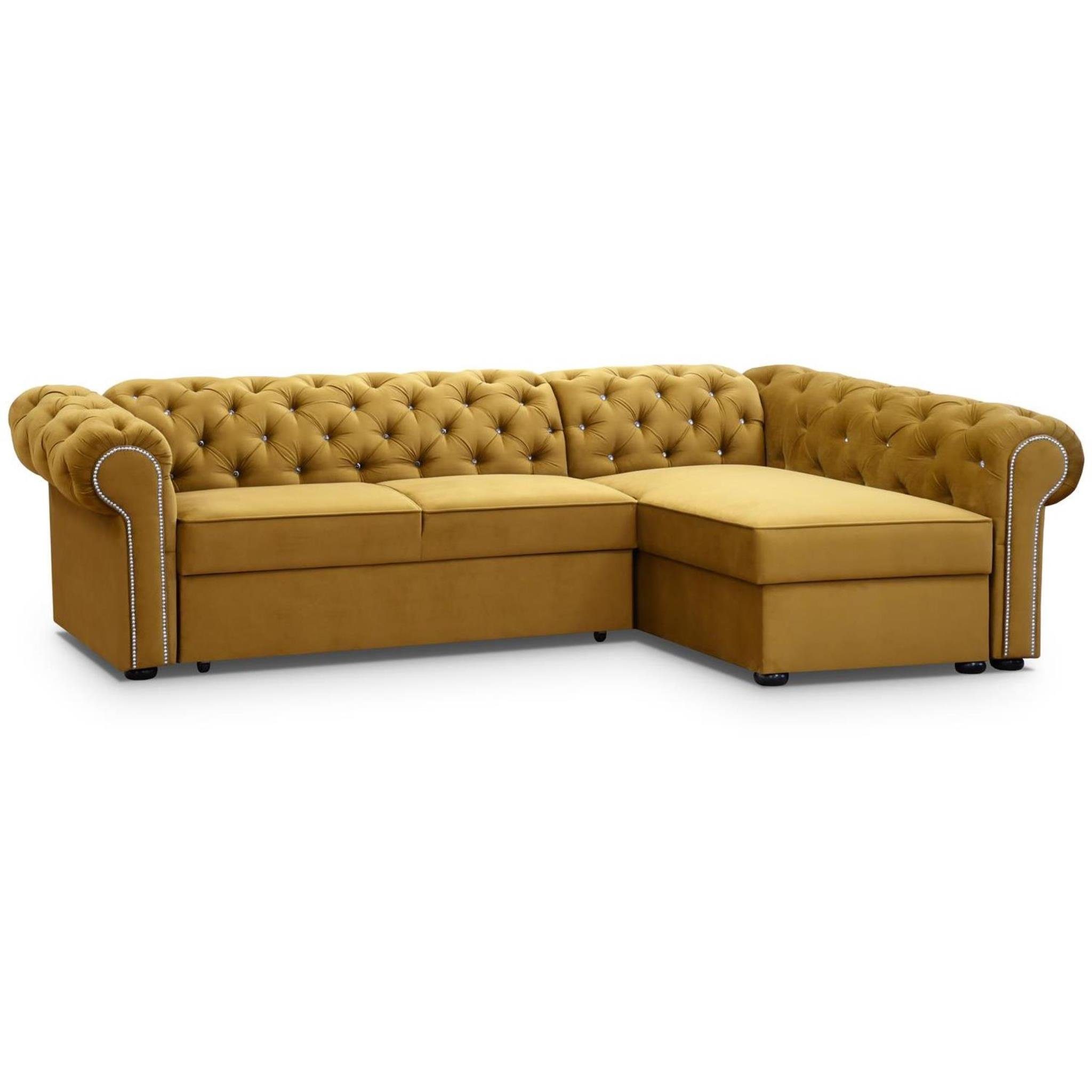 Beautysofa Polsterecke Chester, L-Form Ecksofa aus Velour, Ottomane rechts oder links montierbar, mit Relaxfunktion, mit 2x Bettkästen