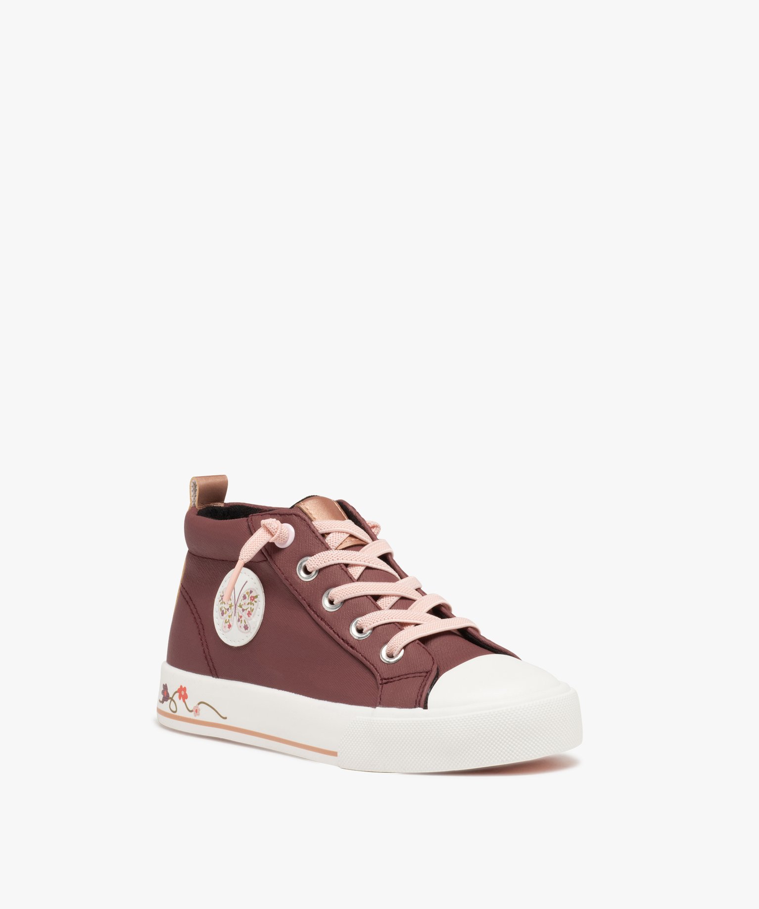 Baskets fille mid-cut déperlantes bordeaux | GEMO