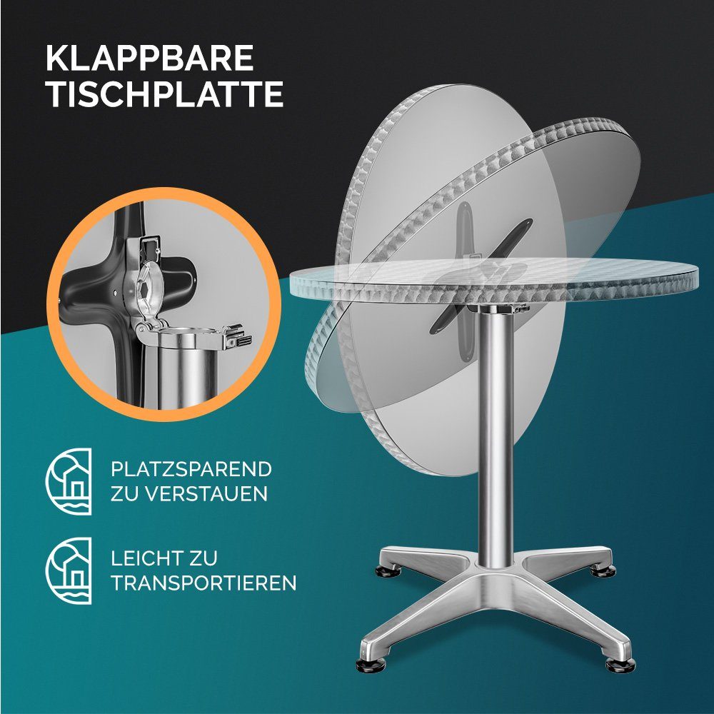 Casaria Stehtisch, Klappbar Höhenverstellbar 70cm/115cm Aluminium Rund Ø 60cm Wetterfest