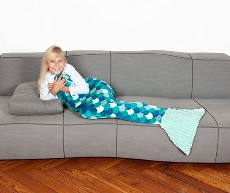 Kinderdecke Meerjungfrau Decke für Mädchen und Frauen aus weichem Fleece, Kanguru
