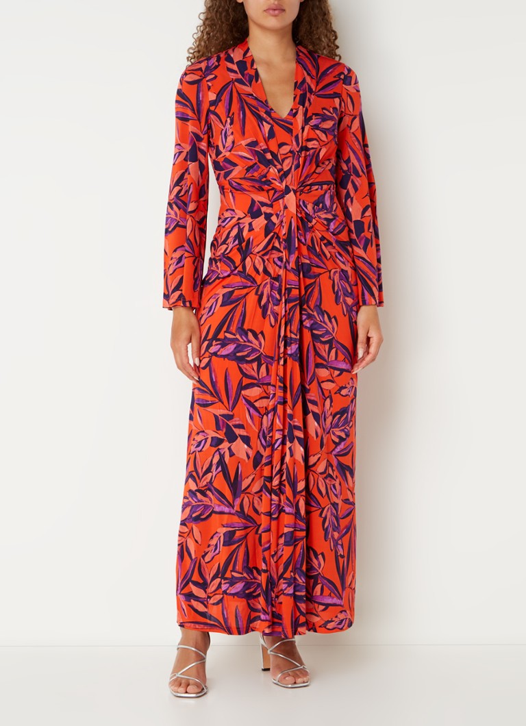 Phase Eight Briella maxi dress with knotted detail and leaf print