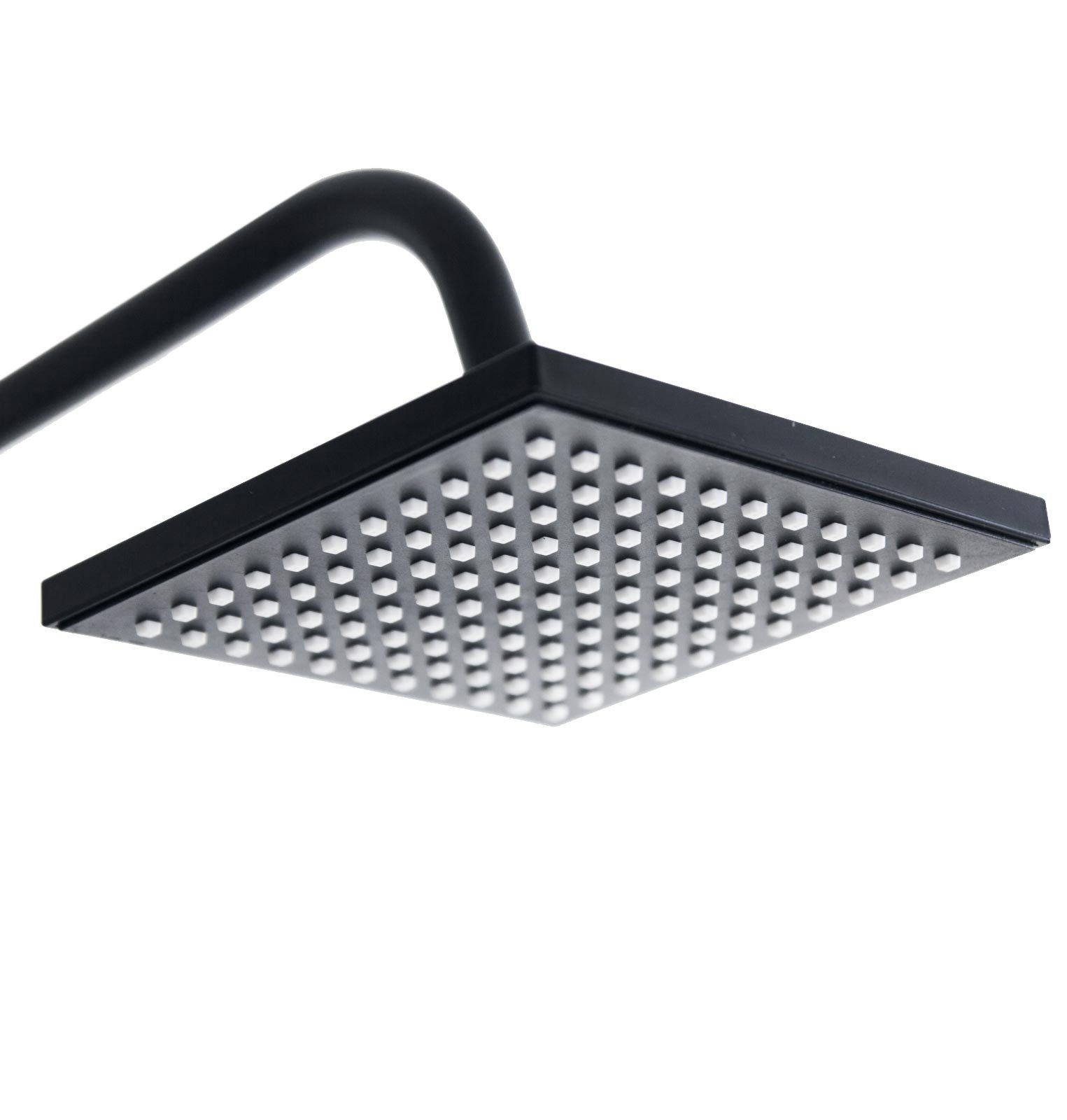 Grafner Duschsystem Grafner® Duschgarnitur mit Regenschauerduschkopf und Handbrause, 1 Strahlart(en), schwarz, Antikalk-Softdüsen