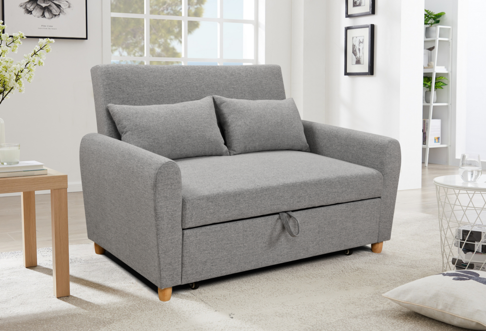 Better Home 2-Sitzer Sofabett inkl. Kissen hellgrau