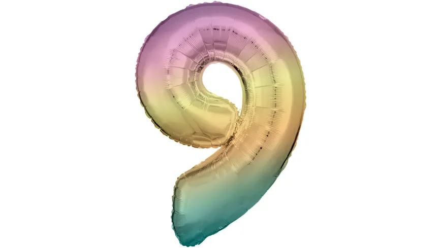 Amscan - Folienballon  Zahl 9 Regenbogen pasell N34