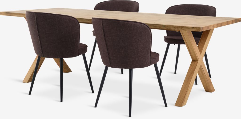 GRIBSKOV RISSKOV GRIBSKOV L230 oak table 4 RISSKOV chair dark brown