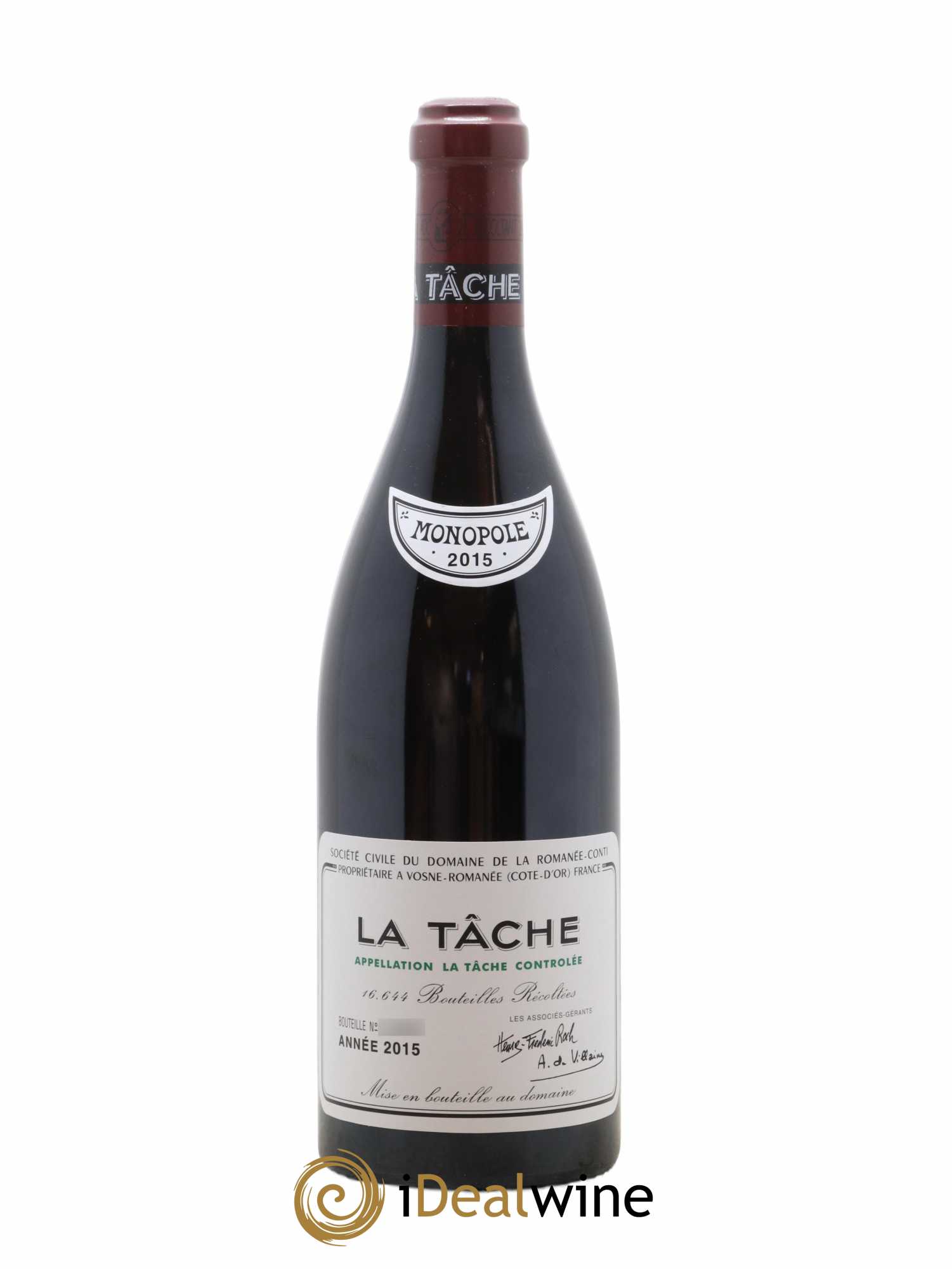 La Tâche Grand Cru Domaine de la Romanée-Conti  2015 - Lot de 1 Bouteille
