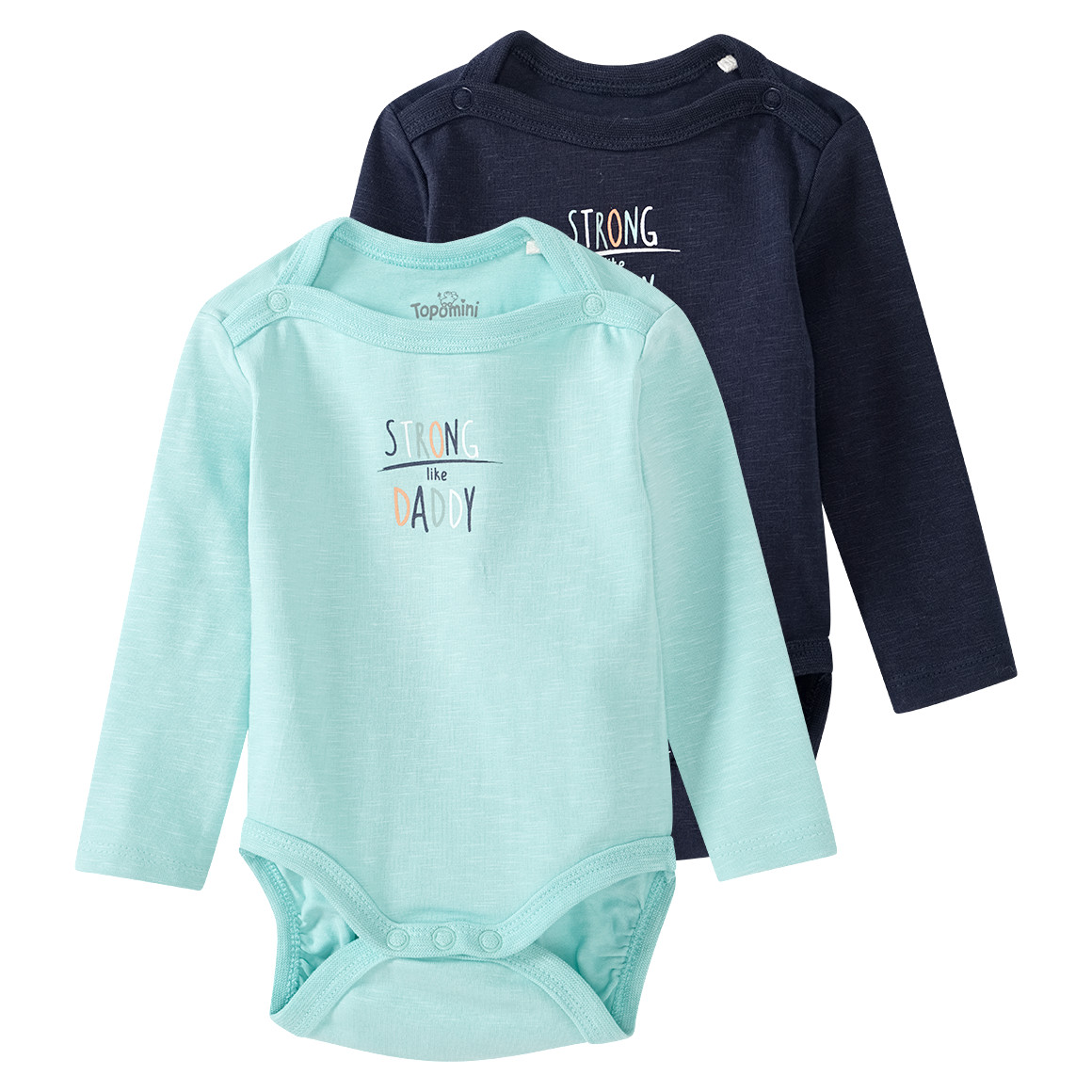 2 Baby Langarmbodys mit Schriftzug