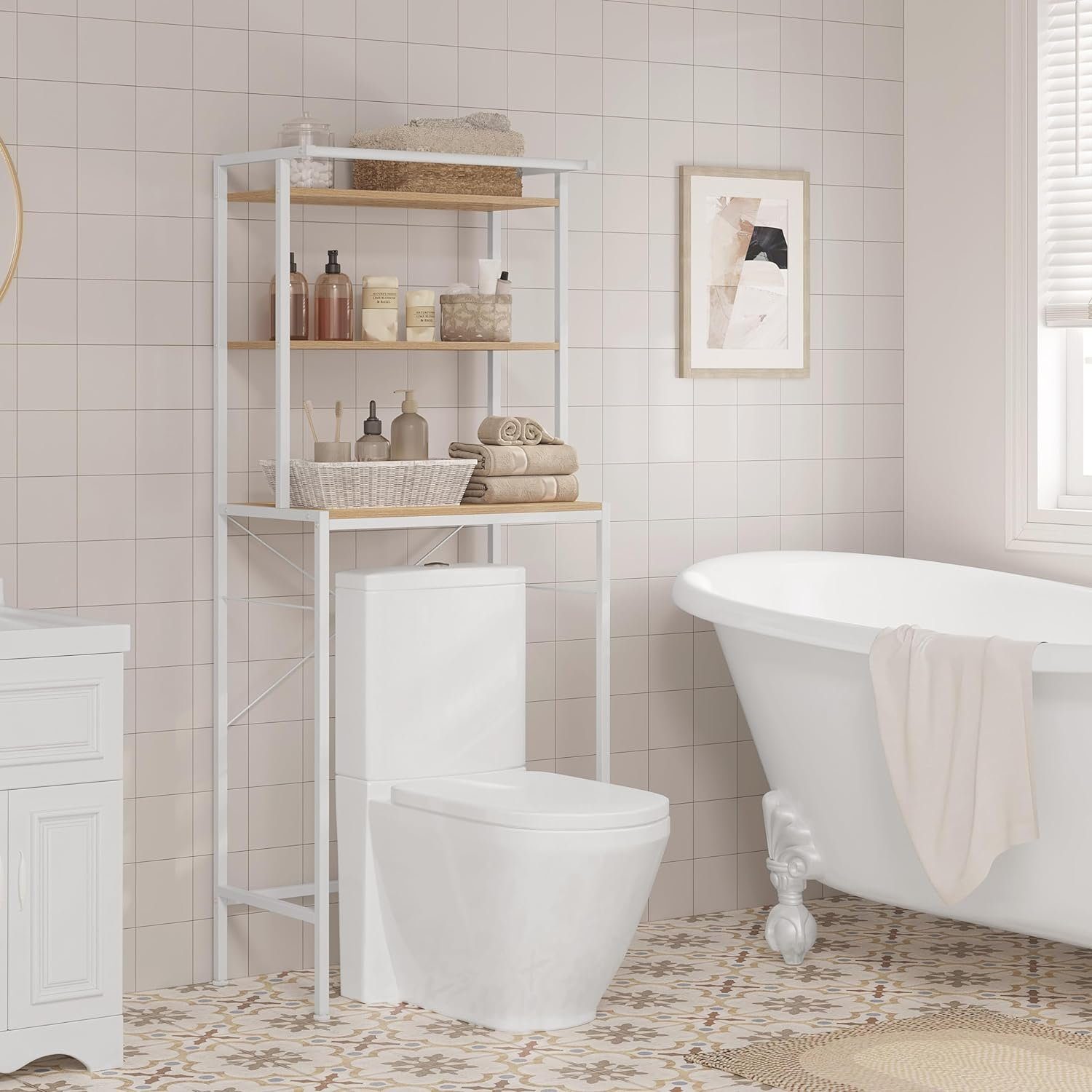 EUGAD Mehrzweckregal, 1-tlg., Waschmaschinenregal, WC Regal, Metall Holzwerkstoff