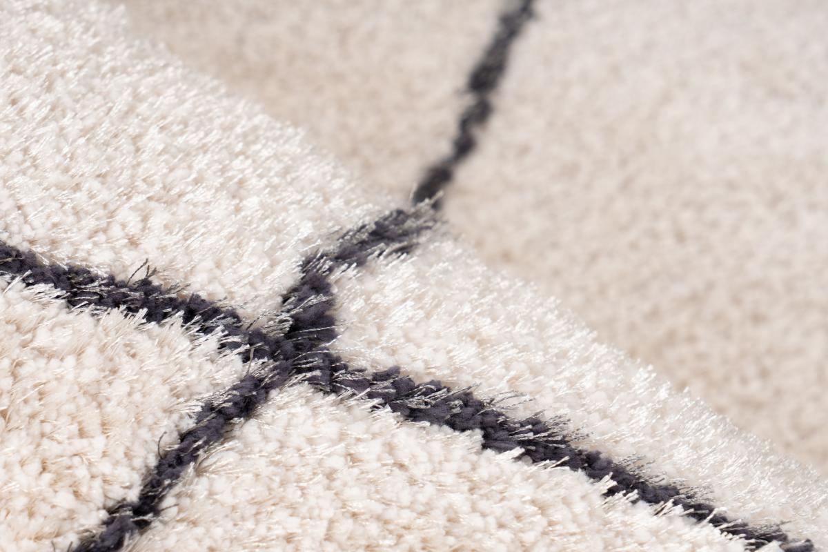 megusta Retro Hochflor Teppich Elfenbein 200cm x 290cm