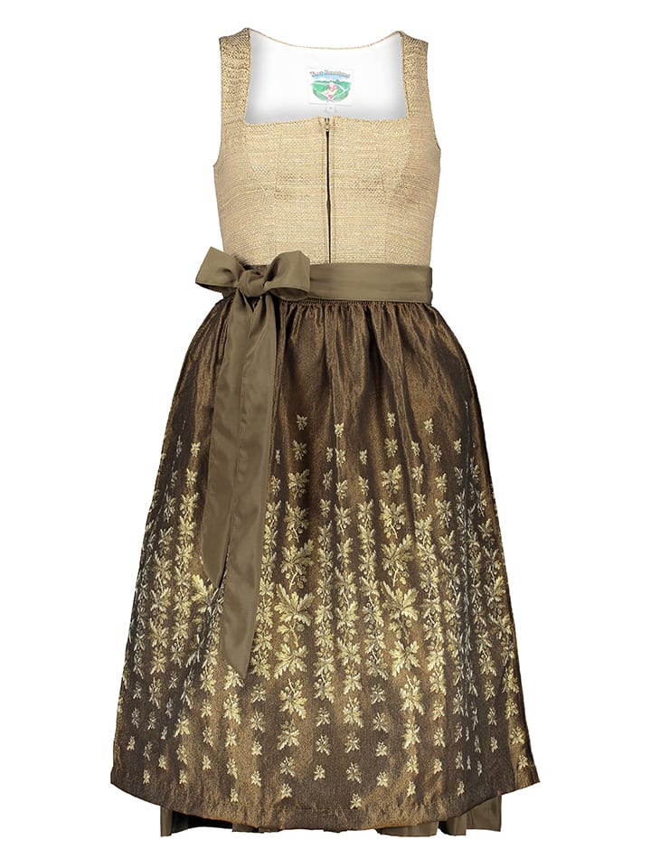 Turi Landhaus Dirndl in Beige/ Braun günstig kaufen