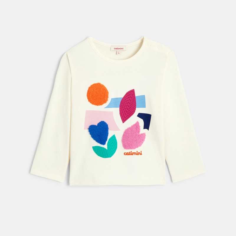 T-shirt bébé fille floral bouclette blanc Catimini