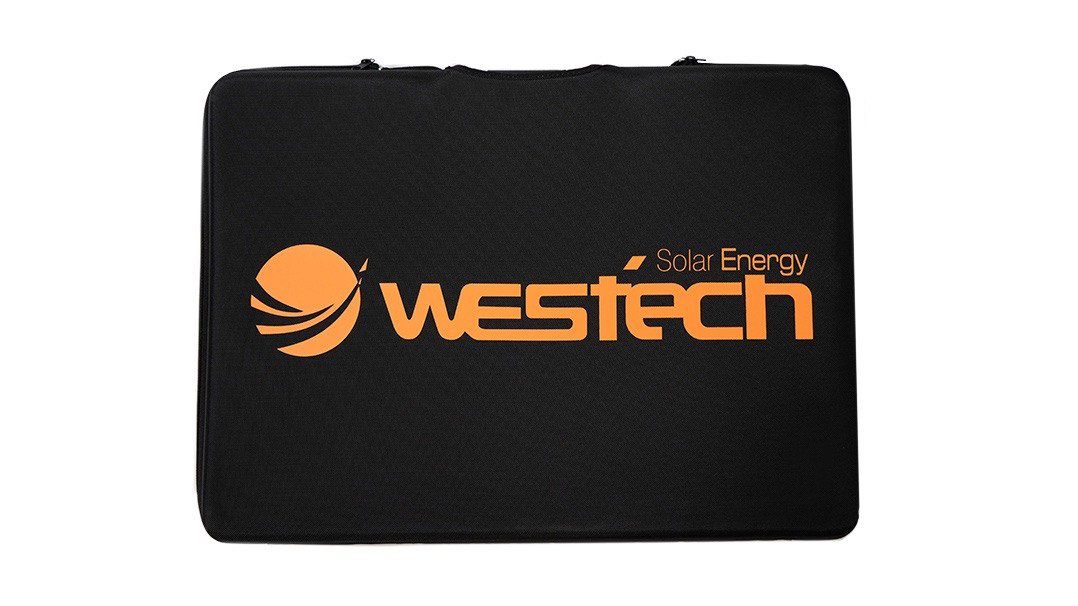 Westech Solar Solaranlage WT Solarkoffer Mono 130Wp mit USB Anschluss und Laderegler 10A, 130,00 W, robust, Plug and Play, Sehr stabil, Neoprentasche als Schutz