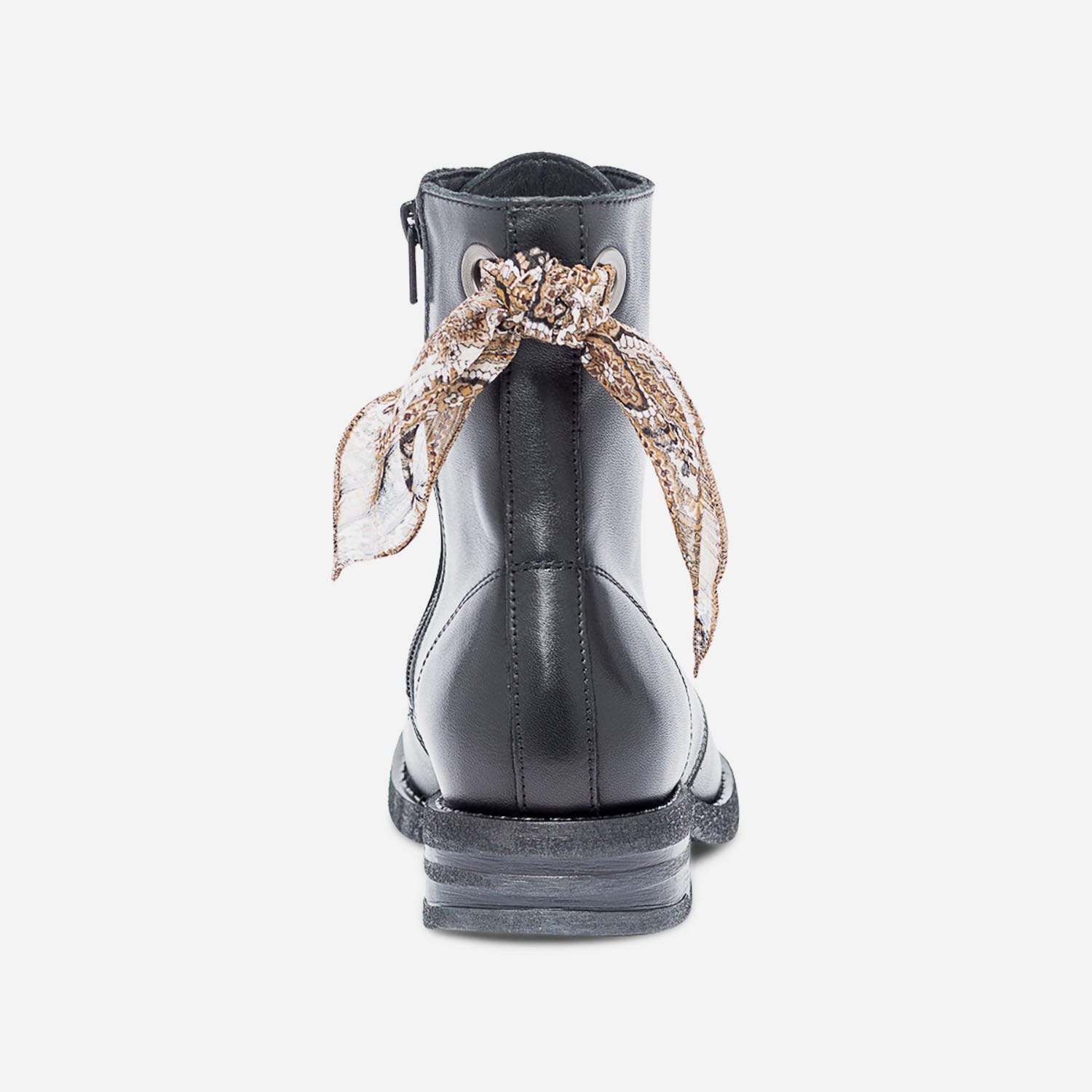 Bottine TEXTO noire en cuir à nœud fleuri