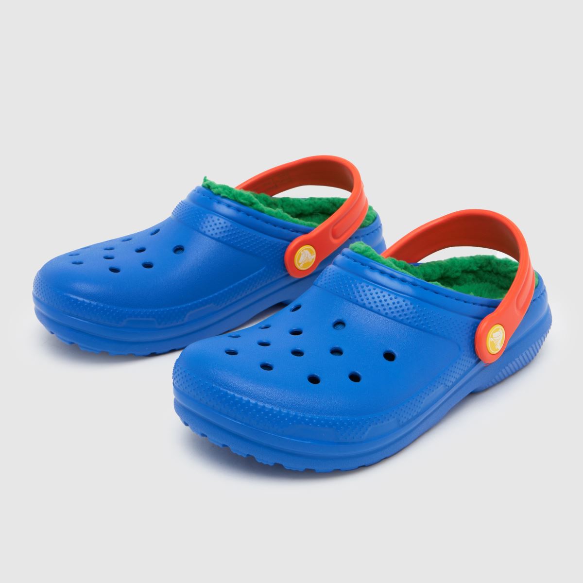 Crocs blå multifärgade klassiska fodrade träskor för pojkar och juniorsandaler