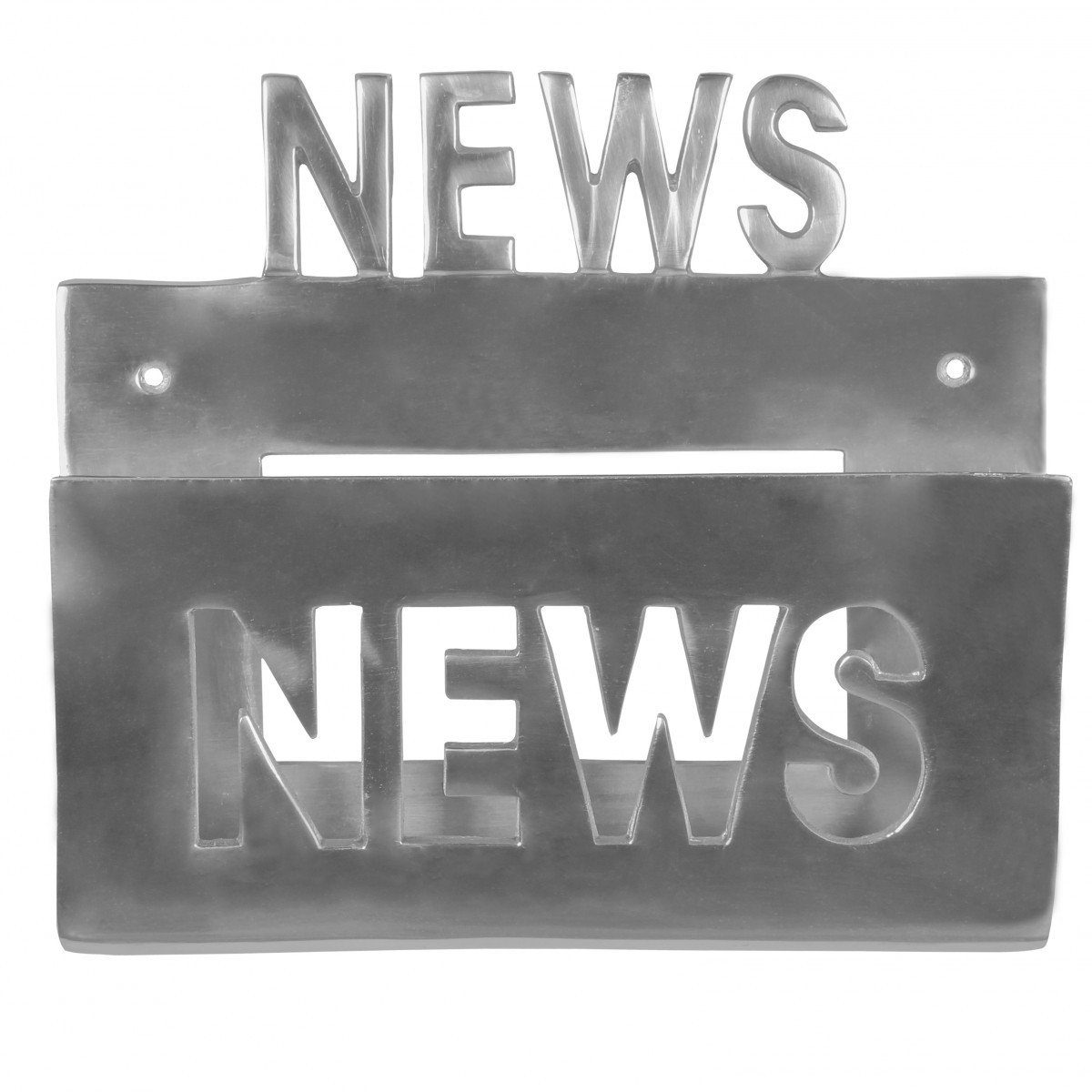FINEBUY Zeitungsständer FB42078 (Prospekthalter News für die Wand Zeitungshalter), Zeitschriftenhalter Aluminium Metall, Silber