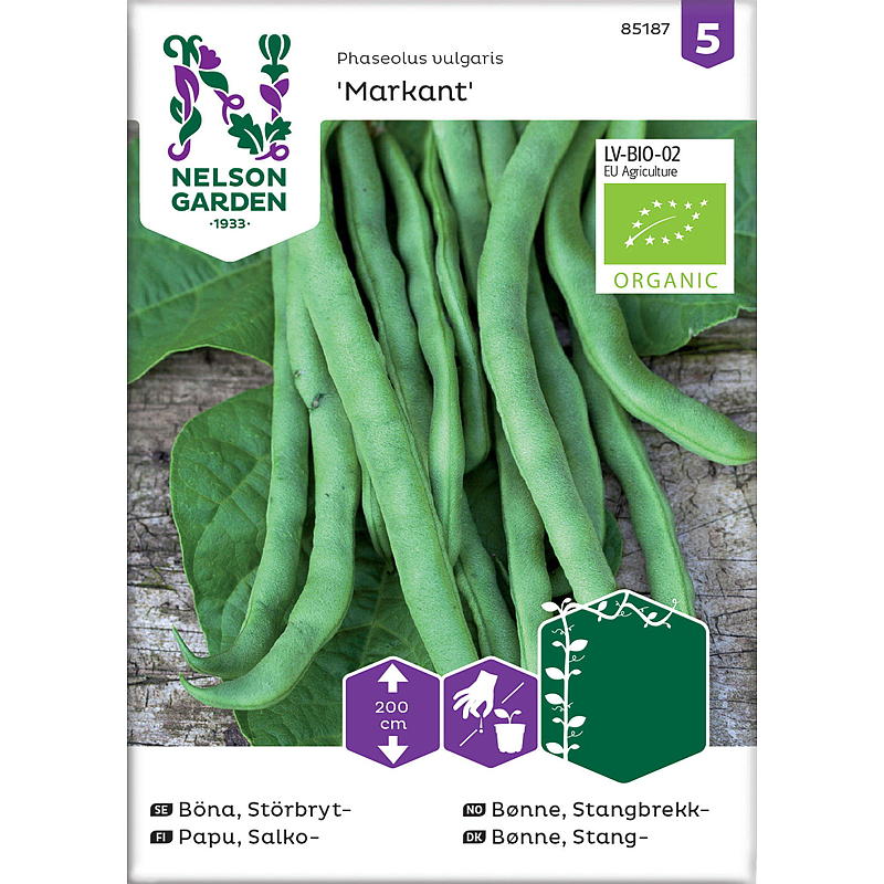 Nelson garden Frø Bønne Stangbrekk-, Markant, organic