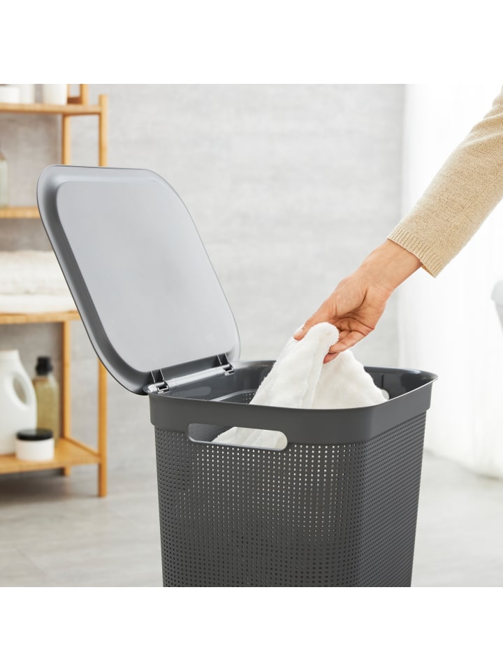 Rotho Brisen Wäschebox 50l mit Deckel und Griffe in Anthrazit günstig kaufen onesize