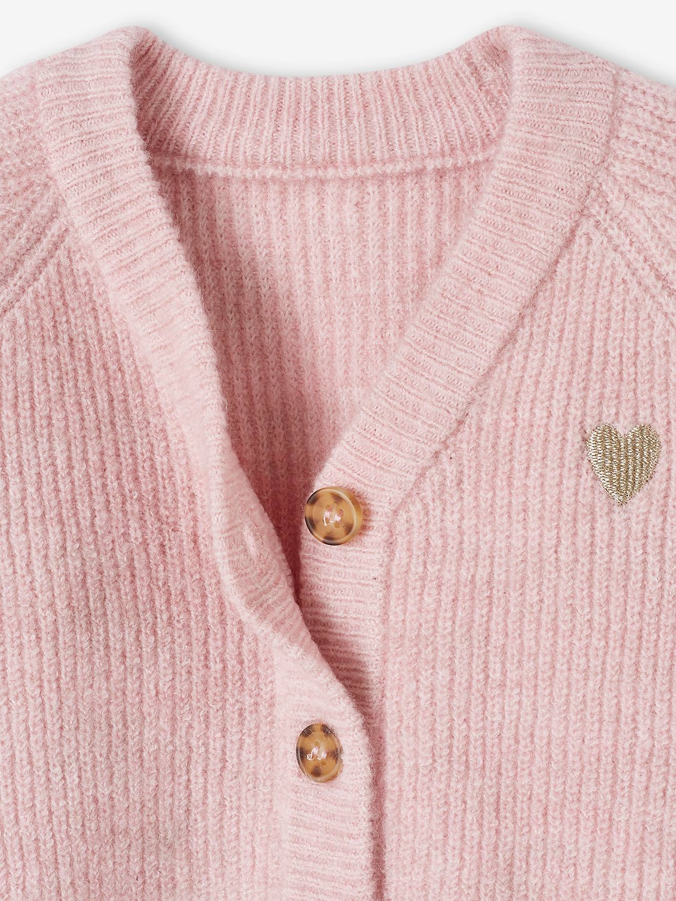 Gilet bébé en côtes perlées lilas