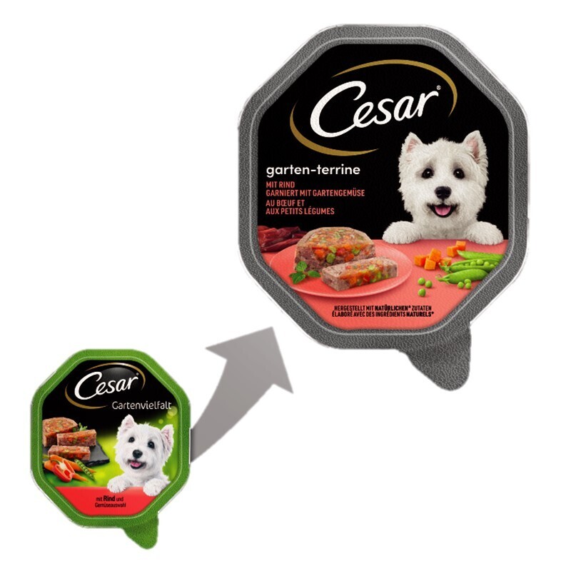 Cesar Hundenassfutter Cesar Garten-Terrine 14x150g Rind & Gemüse