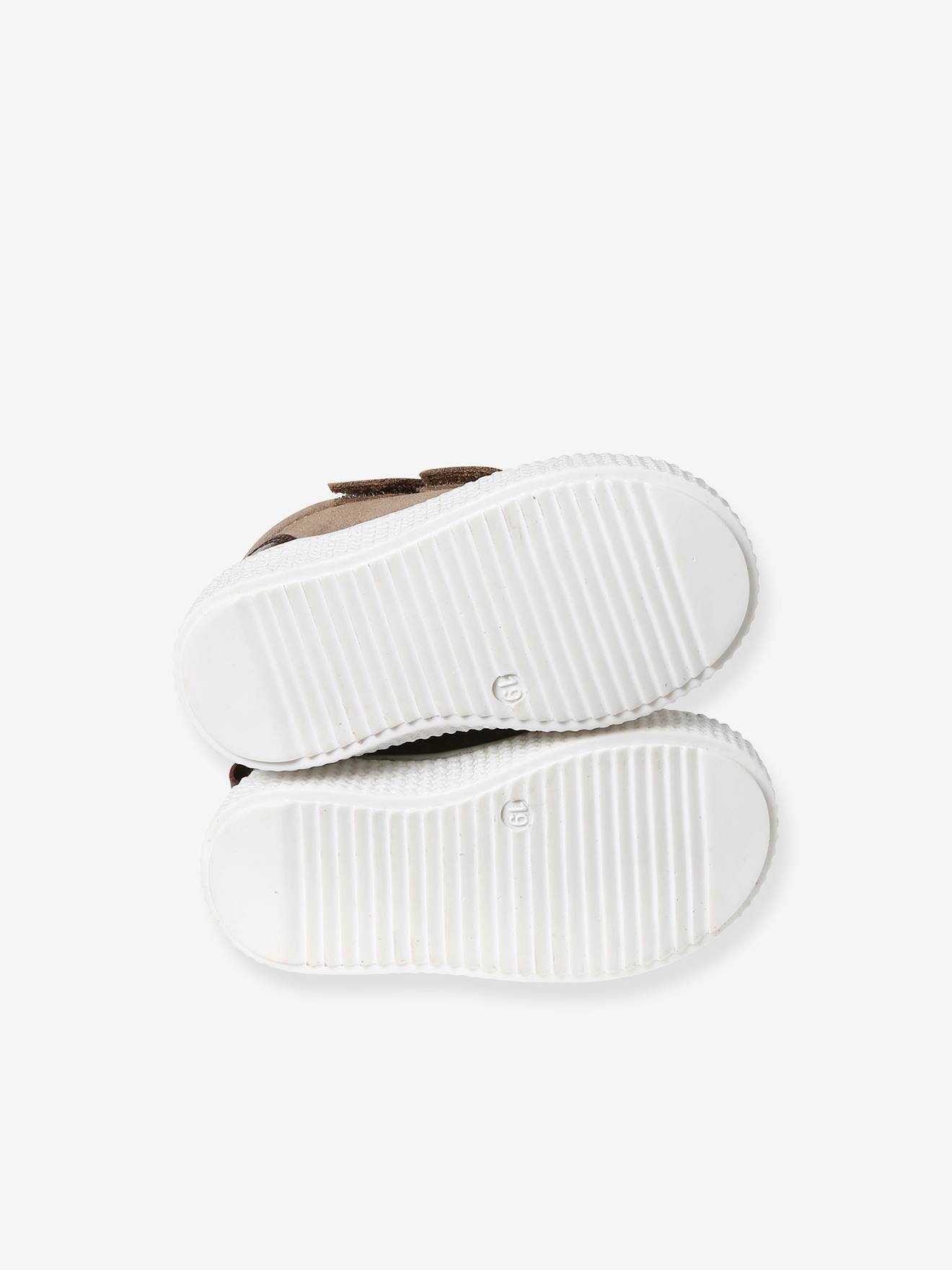Bottines scratchées cuir bébé garçon taupe