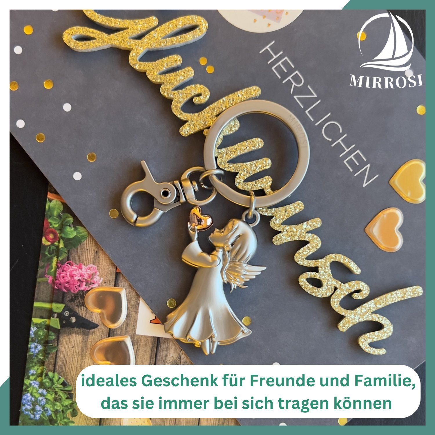 MIRROSI Schlüsselanhänger Schutzengel Engel 