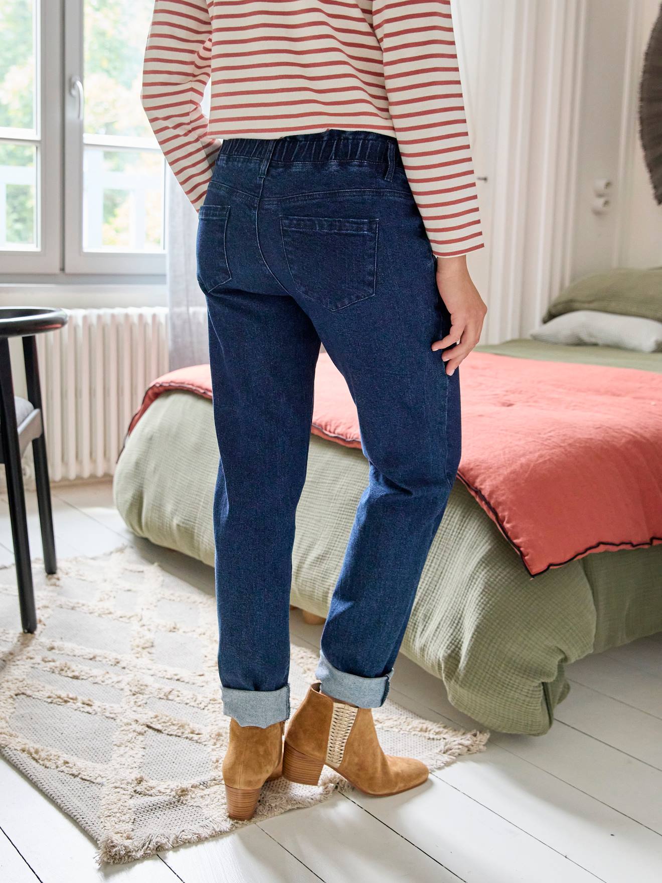 Jean paperbag de grossesse bandeau sans couture stone