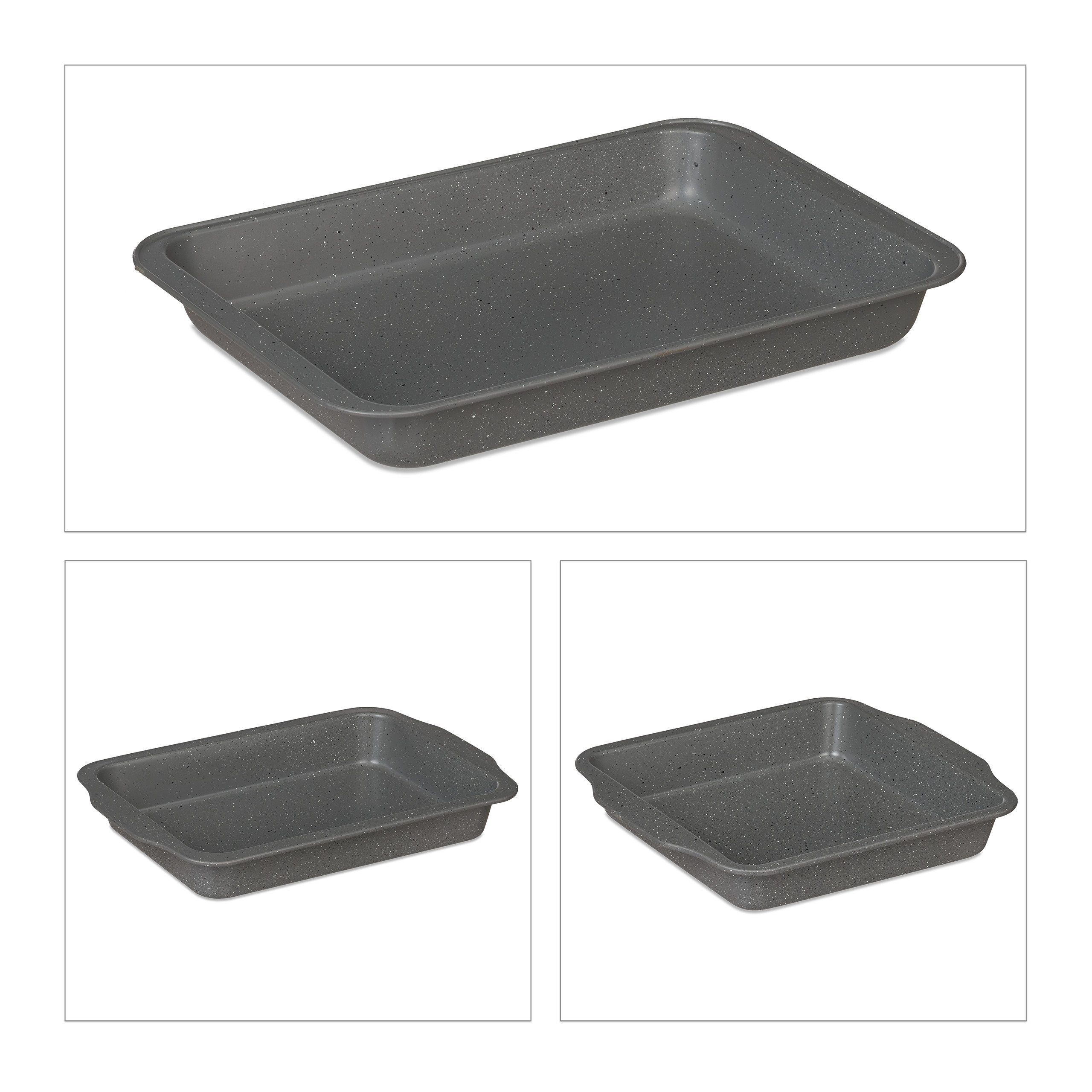 relaxdays Auflaufform Auflaufform 3er Set, Stahl