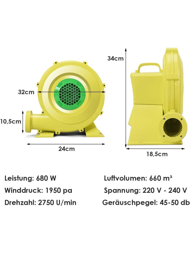 COSTWAY Gebläse 680W in Gelb günstig kaufen 34 cm