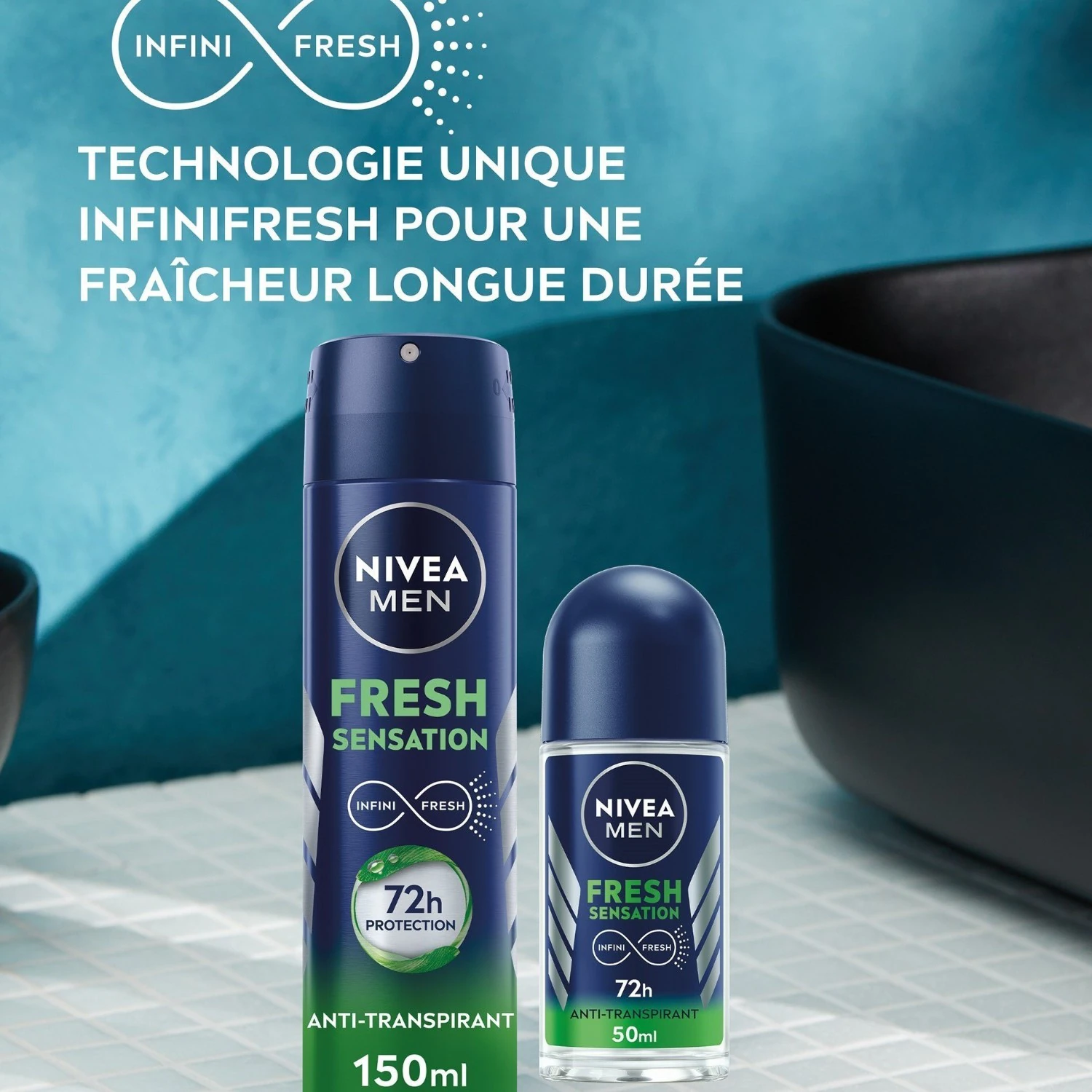 NIVEA muški roll-on dezodorans, Infinite Fresh 72h antiperspirant