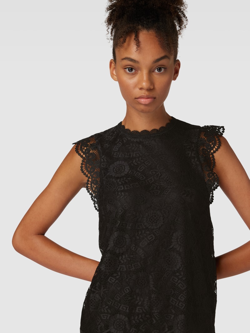 Blusenshirt mit Spitzenbesatz Modell 'COLLINE' in schwarz