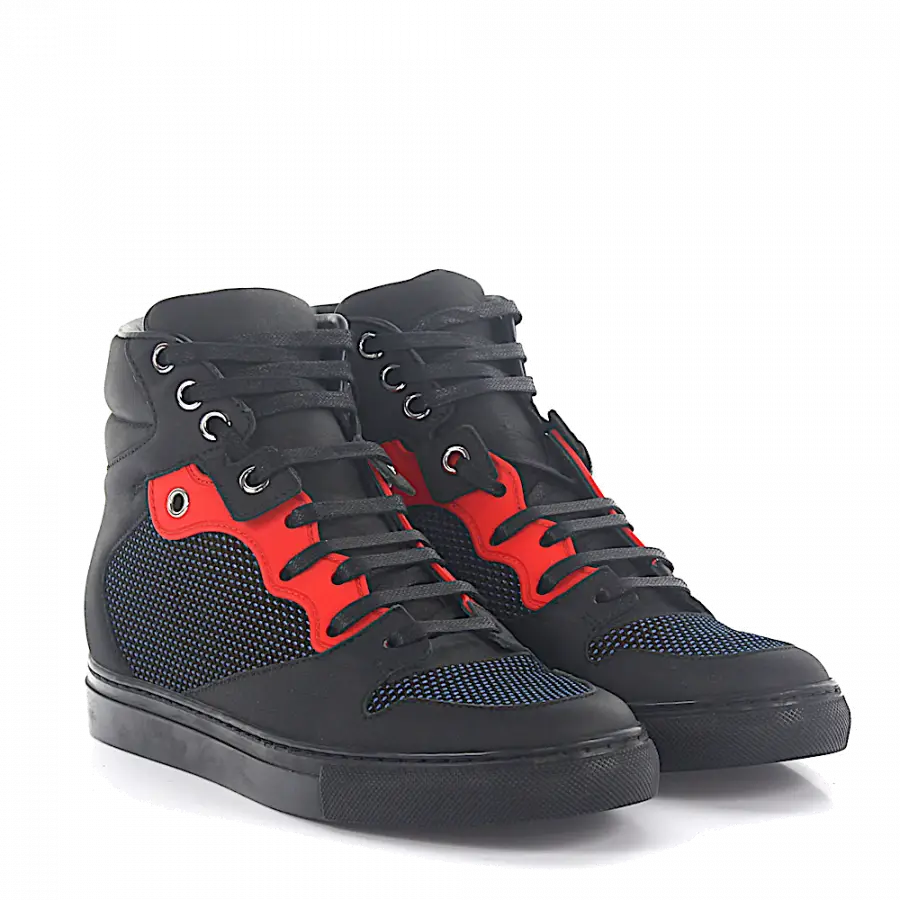 Balenciaga - Sneaker Mid Top Leder schwarz Mesh blau - schwarz