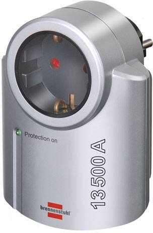 brennenstuhl 1506950 Primera-Line 1-er Steckdosenadapter mit Überspannungsschutz Silber
