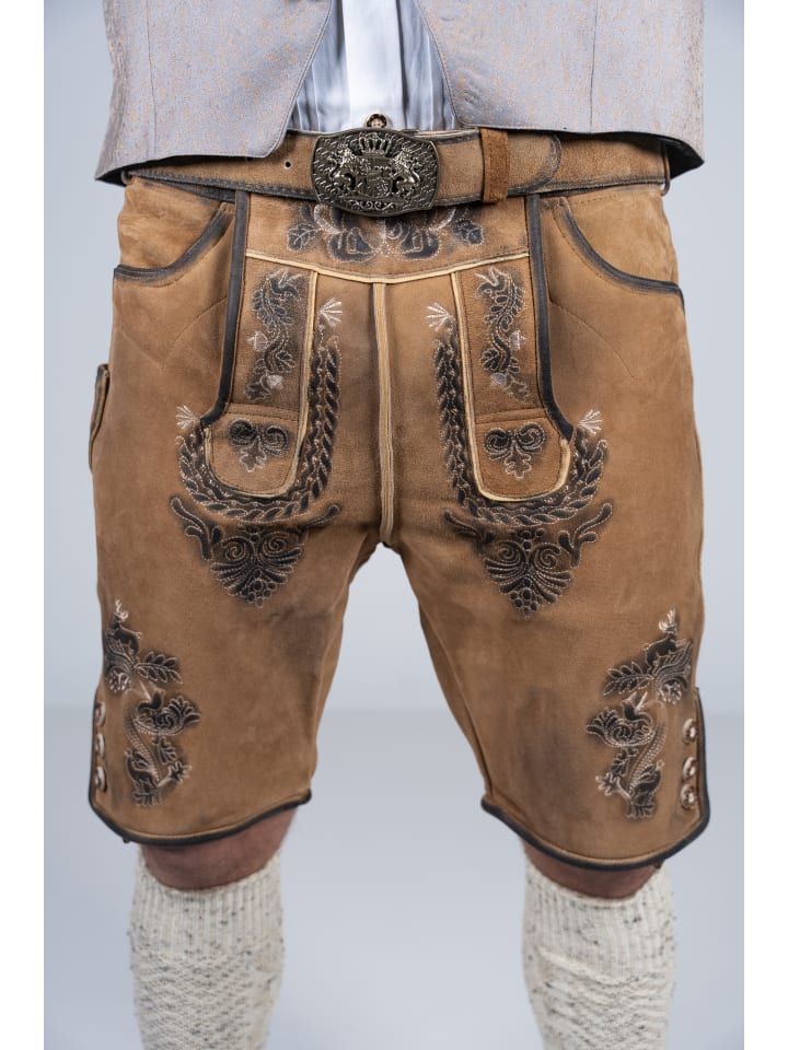 Edelnice Kurze Wildbock Lederhose Toni in hellbraun günstig kaufen