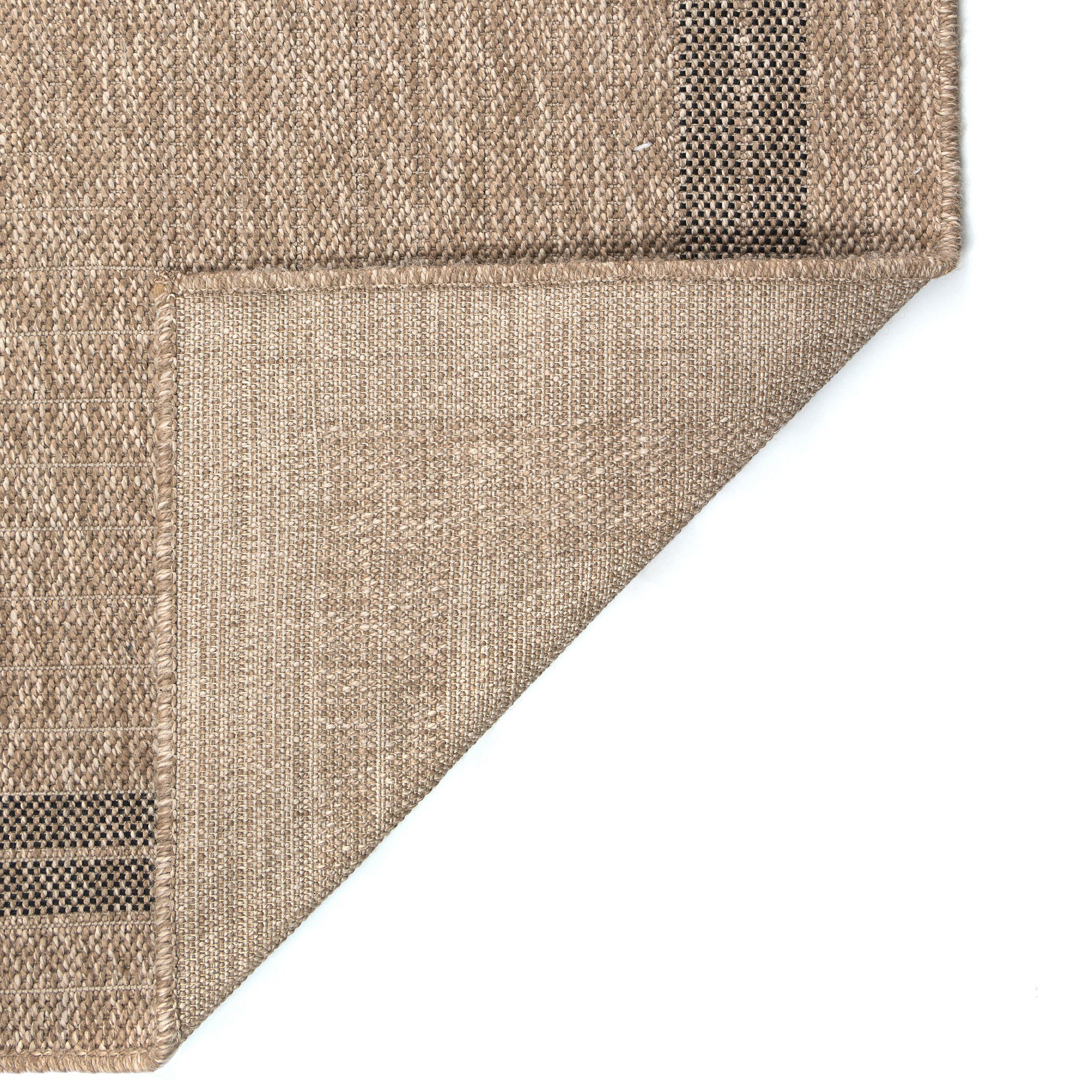 Teppich Outdoor & Indoor Teppich wetterfest Sisal-Jute-Optik, TaCa Home, rechteckig, Höhe: 10 mm, Terrasse Balkon Garten Wohnzimmer Bad Küche, Bordüre A - 80x150cm