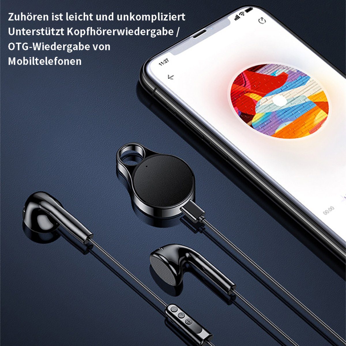 Yoyaxi Smart Mini Voice Recorder, 3 cm Körper, Dual-Mikrofon Portabler DVD-Player (S, WAV-Aufnahme, 192K Bitrate, 48KHz Abtastrate)