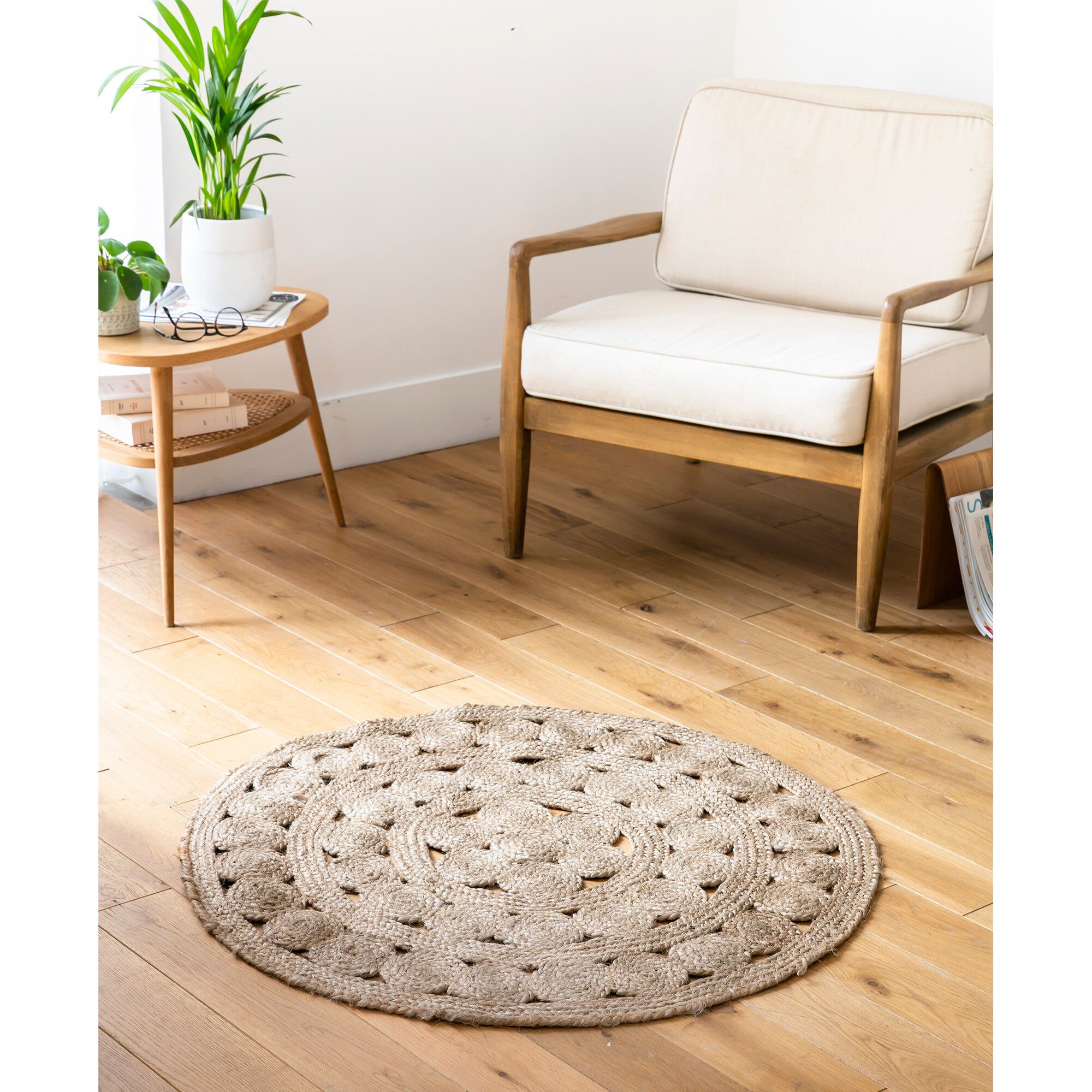 Tapis rond en jute