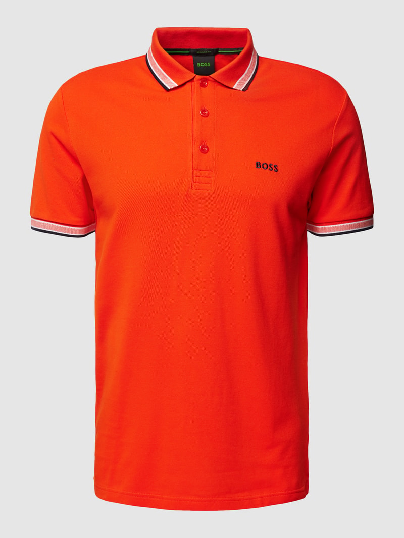 Poloshirt mit Label-Stitching Modell 'PADDY' in koralle