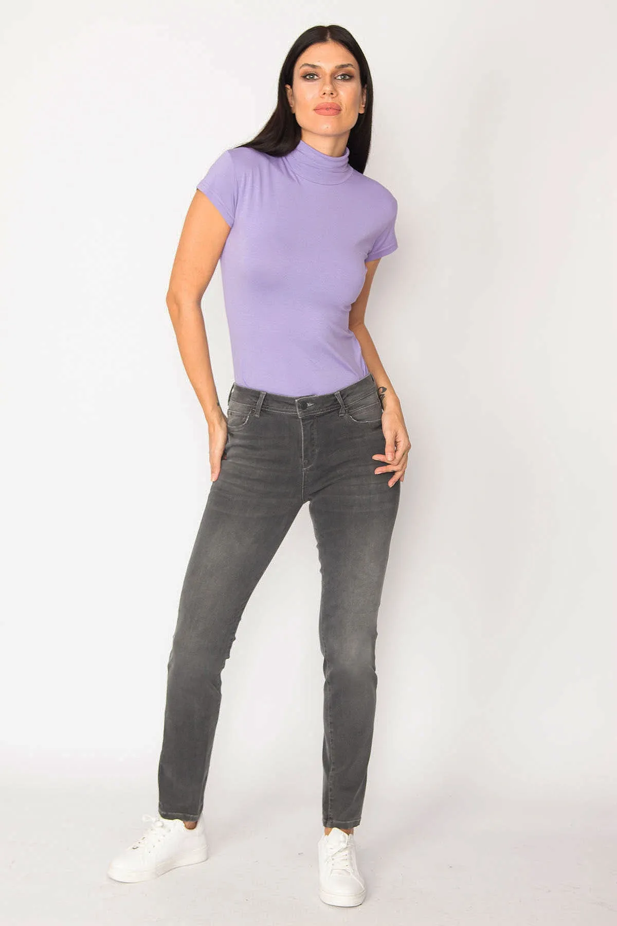 Şans Tekstil  Geräucherte, gewaschene 5-Pocket-Lycra-Jeans für Damen 85n6260