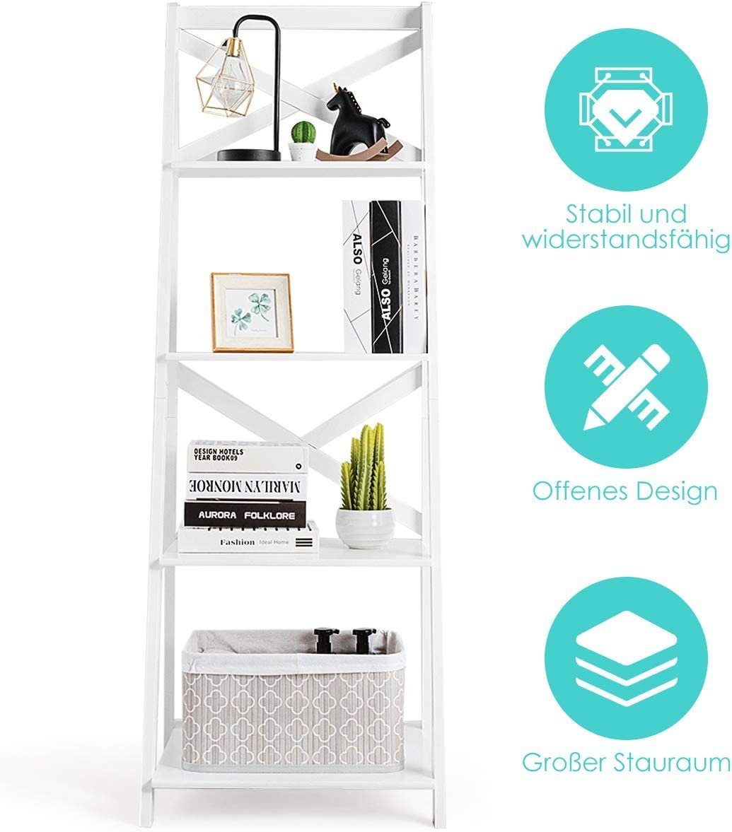 KOMFOTTEU Bücherregal Treppenregal, 1-tlg., für Wohnzimmer,Küche