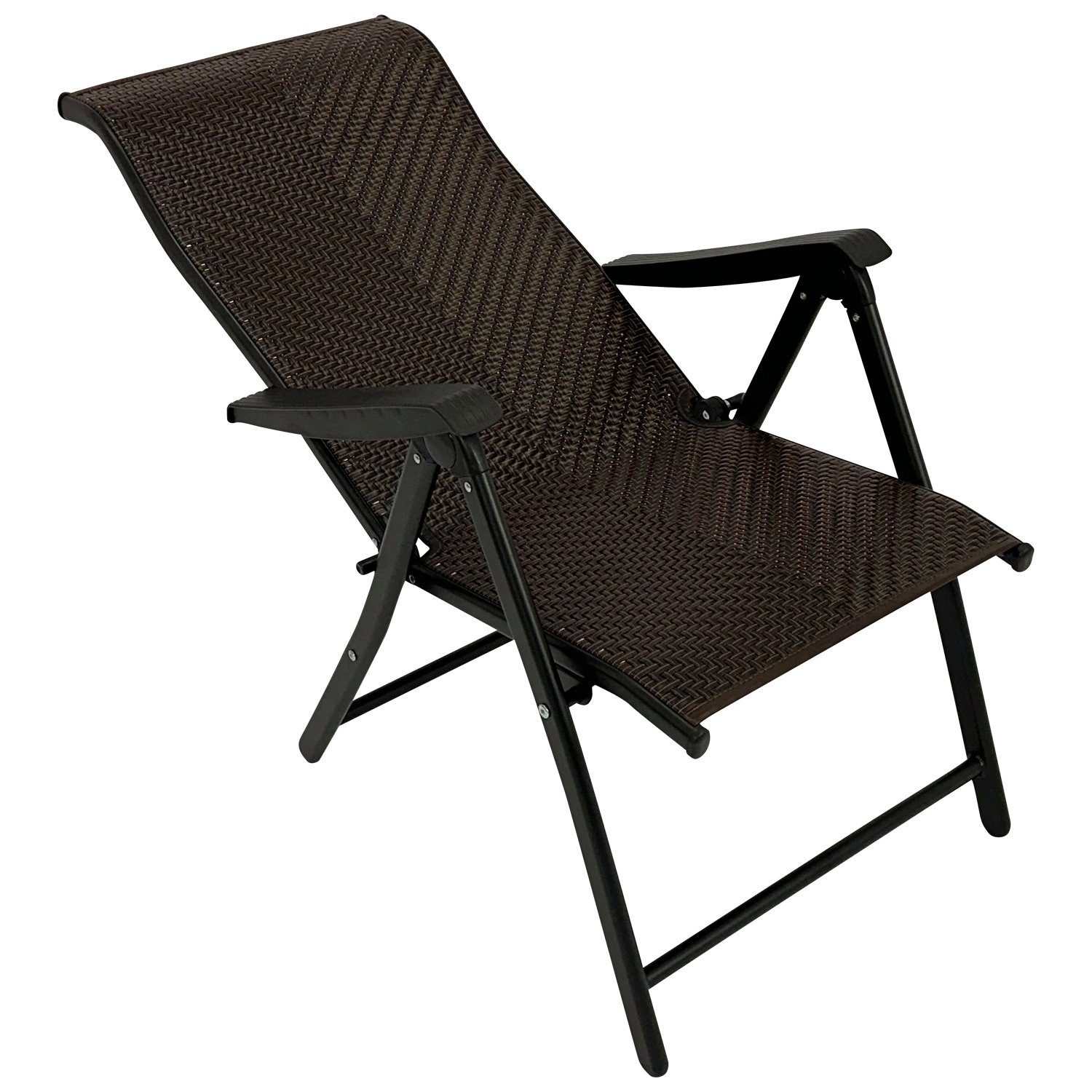 DEGAMO Gartensessel ANTIBES, Metall + Polyrattan braun, faltbar, 7-fach verstellbar