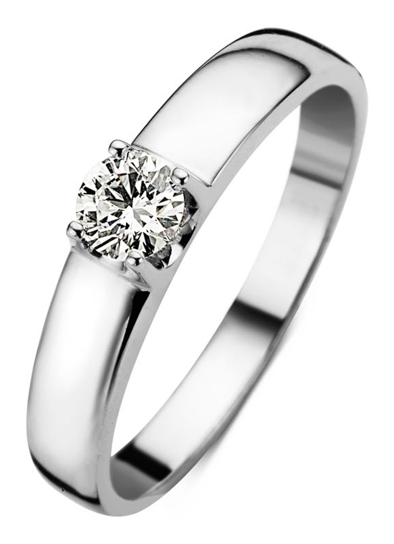 Diamond Point Prstan iz belega zlata z diamantom, vzgojenim v laboratoriju, 0,34 karata. 0,34 karata diamant, vzgojen v laboratoriju.