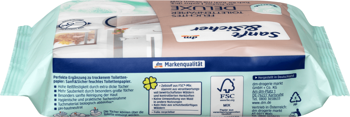 Feuchtes Toilettenpapier Deluxe Sensitive, 50 St
