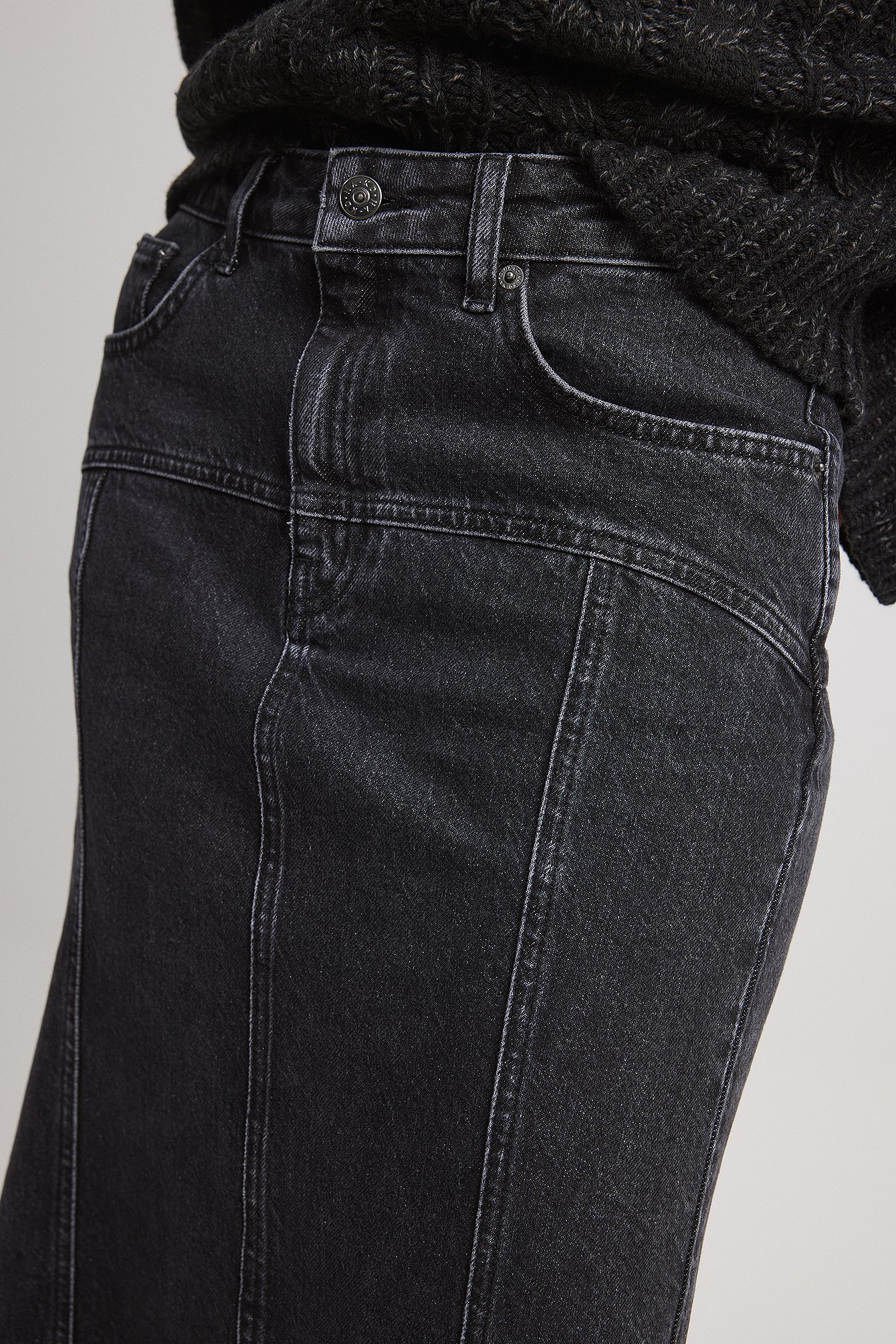 Maxi-Denim-Rock mit Nahtdetail