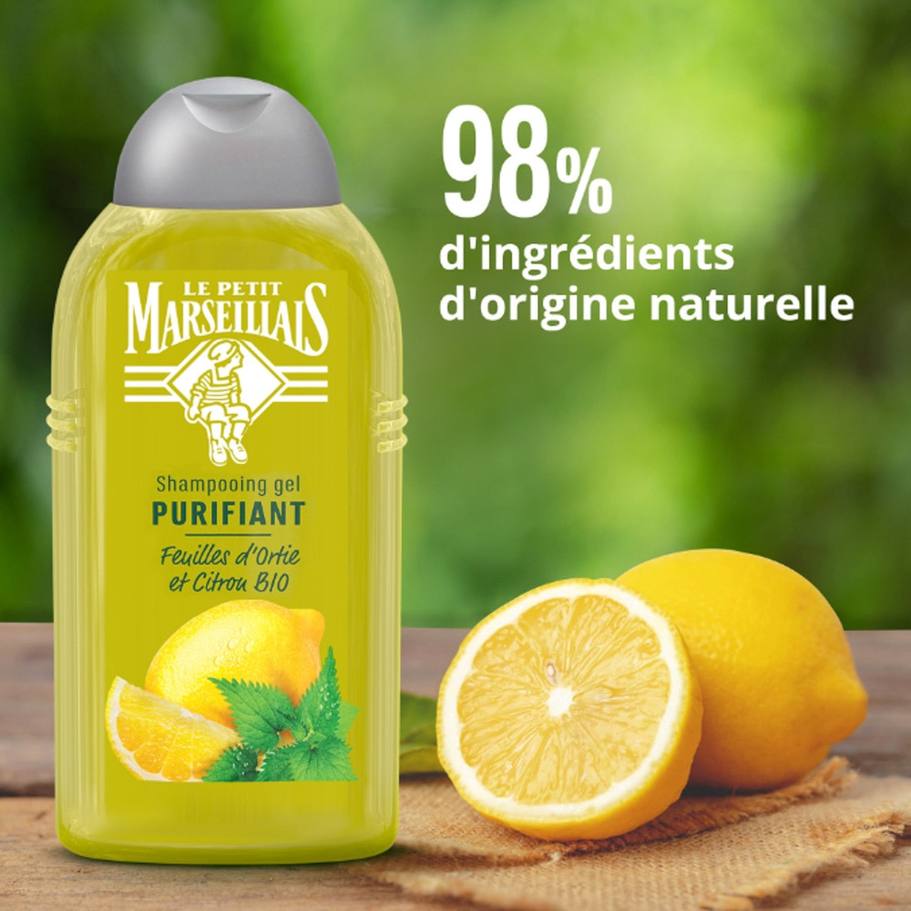 le petit marseillais Shampooing Purifiant, Cheveux Regraissant , Feuilles d'Ortie BIO & Citron BIO Shampoing
